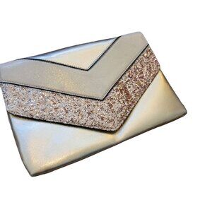 Rose Gold & Beige Copper Glitter Clutch Purse Charming Charlie JJ3541